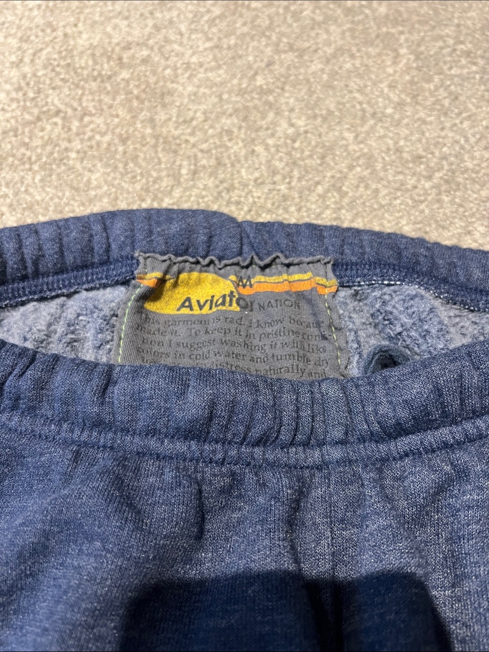 Aviator Nation Navy Track Pants with Neon Chevron Stripes - Picture 3 of 4